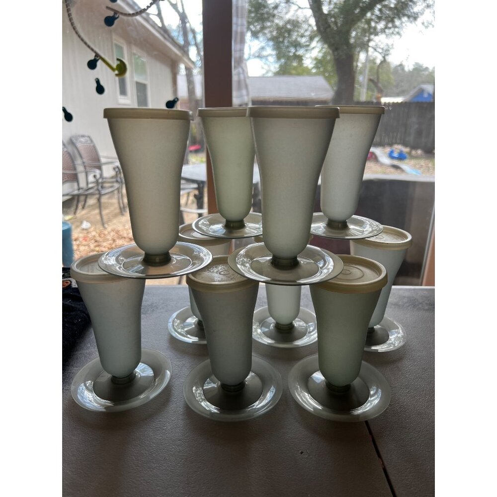 Tupperware Vintage smoke grey  Parfait Pudding Jello cups Set Of 20 With Bases &